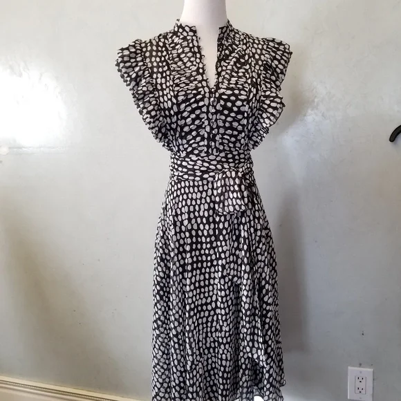 NWT Club Monaco Saffra Printed Ruffle Dress (I28) - Picture 4 of 8